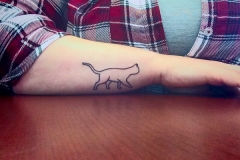 cat tattooo outline on forearm